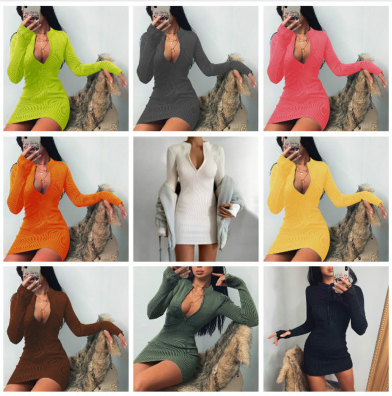 10 Colors Women Dress Designer Slim Sexy Solid Colour Trend Long Sleeve Dresses Versatile Neckline Zipper Wrap Hip Fashion Skirt, Fluorescent green
10 Colors Women Dress Designer Slim Sexy Solid Colour Trend Long Sleeve Dresses Versatile Neckline Zipper Wrap Hip Fashion Skirt, Fluorescent green