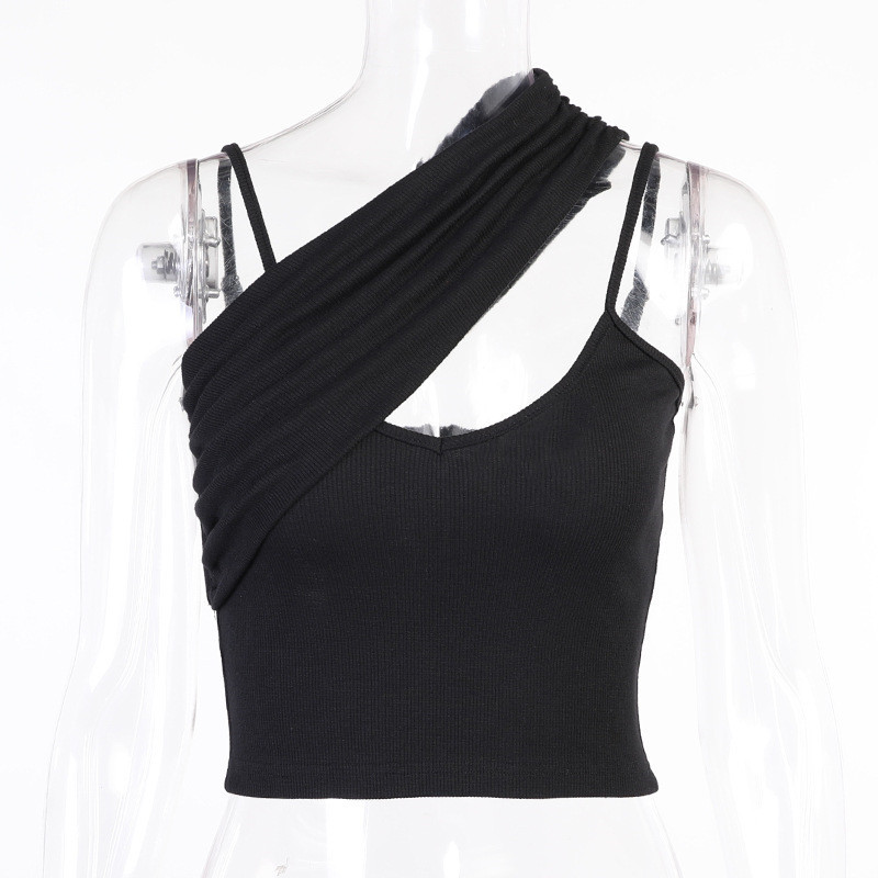 CNYISHE Fashion Crop Tops Sexy Backless Cut-Out T-shirts for Women Sleeveless Tees Summer Strap Tops Club Party Cropped Shirts 210419