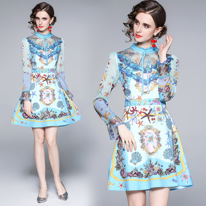 2021 Designer Printed Runway Blue Dress Luxury Long Sleeve Mock Neck Lace Patchwork Ladies Prom Slim A-Line Dresses Autumn Winter Party Office Holiday Women Clothes, 03
2021 Designer Printed Runway Blue Dress Luxury Long Sleeve Mock Neck Lace Patchwork Ladies Prom Slim A-Line Dresses Autumn Winter Party Office Holiday Women Clothes, 03