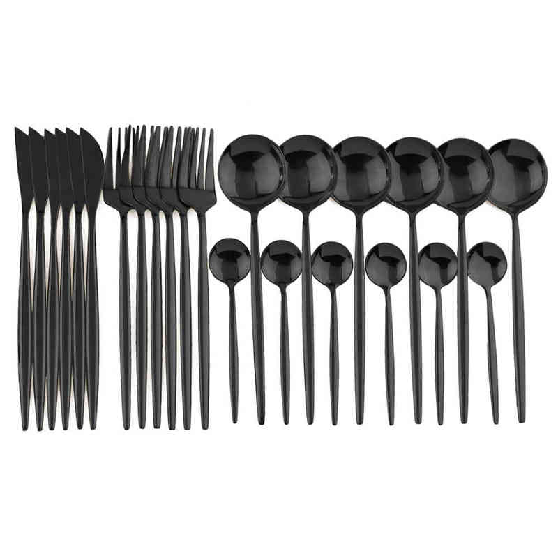 Dinnerware Set Dinner Knife Fork Spoon Tableware Set Stainless Steel Flatware Silverware Wedding el Glossy Black Cutlery Set 211223, 16pcs silver
Dinnerware Set Dinner Knife Fork Spoon Tableware Set Stainless Steel Flatware Silverware Wedding el Glossy Black Cutlery Set 211223, 16pcs silver