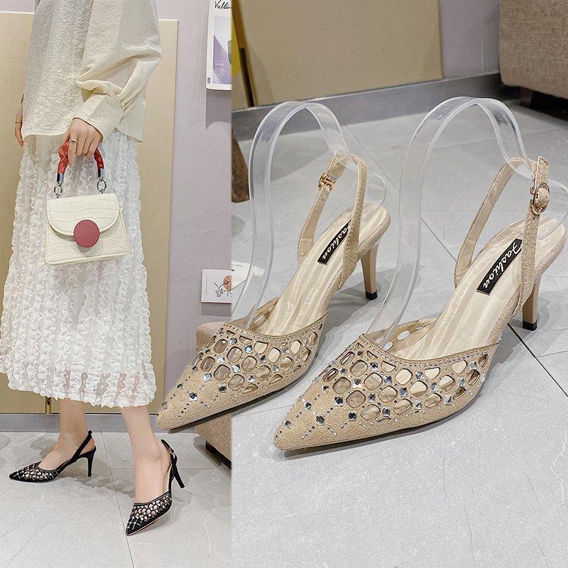 Dress Shoes Fashion Fairy Style Pointed High-heeled Sandals With Rhinestone Stiletto And Hollow, Black
Dress Shoes Fashion Fairy Style Pointed High-heeled Sandals With Rhinestone Stiletto And Hollow, Black