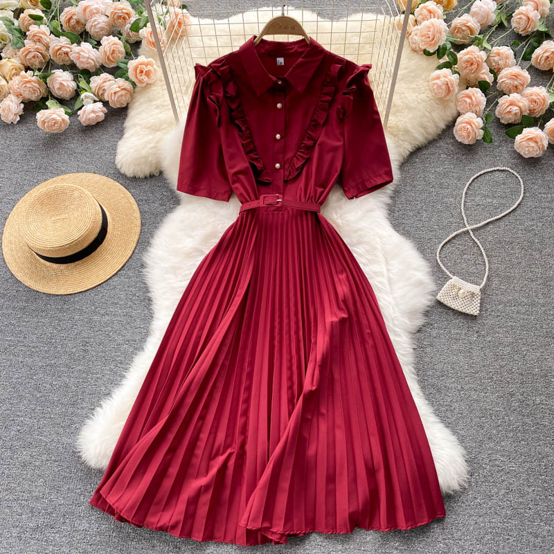 summer vintage turn-down collar single breasted pleated midi dress women red/blue/yellow ruffle high waist draped vestidos 2021, Black;gray
summer vintage turn-down collar single breasted pleated midi dress women red/blue/yellow ruffle high waist draped vestidos 2021, Black;gray