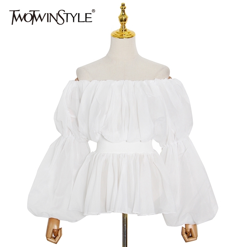Elegant Tunic Blouse Female Slash Neck Lantern Long Sleeve White Ruched Shirt For Women Fashion Clothing Spring 210524, Black
Elegant Tunic Blouse Female Slash Neck Lantern Long Sleeve White Ruched Shirt For Women Fashion Clothing Spring 210524, Black