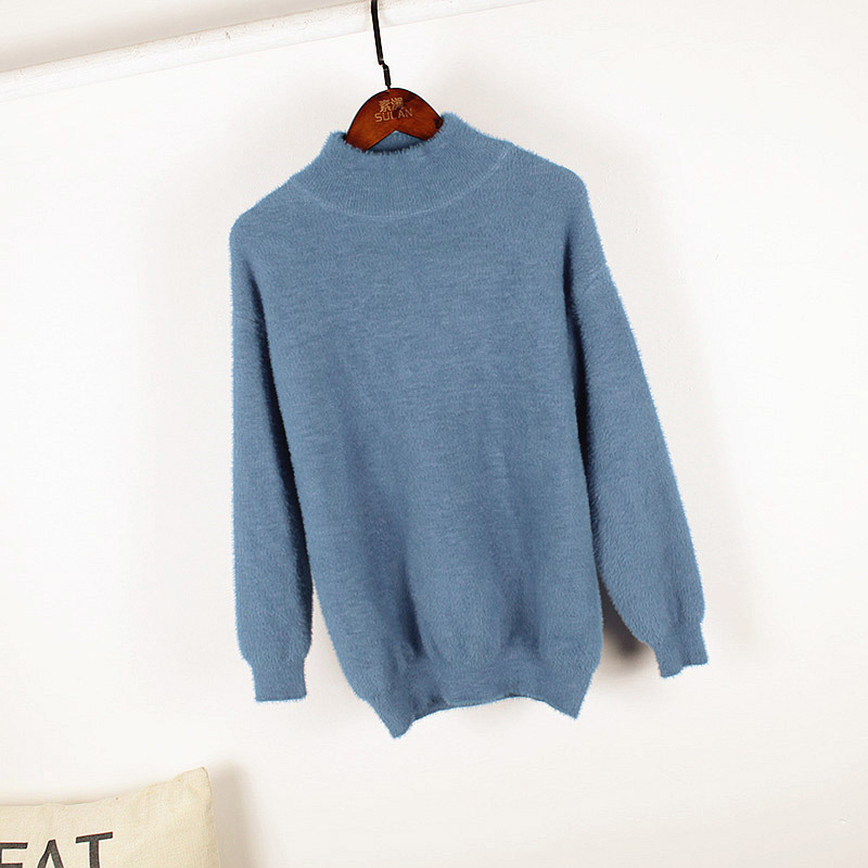 Women Velvet Sweeater Winter Turtleneck Loose Pullover Warm Thick Elegant Plush Sweater Flannel Jumpers Fashion 210428