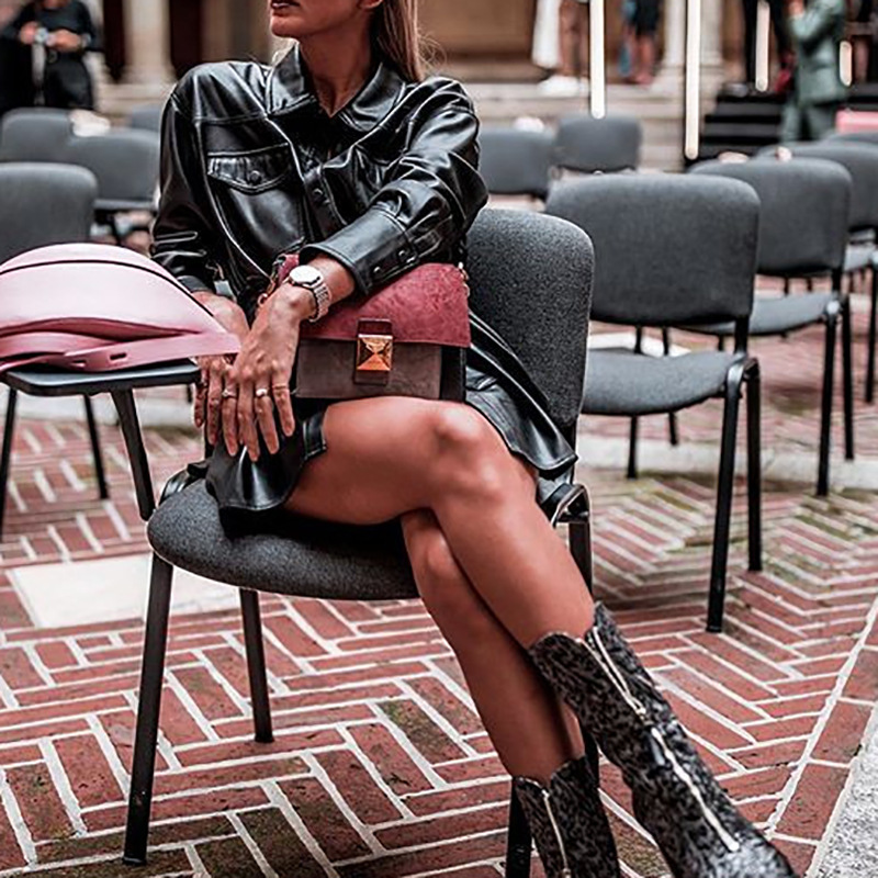 Foridol PU Leather Short Black Dress Women Clothes Vintage Spring Autumn Ladies Fashion Casual Dress Vestidos 210415