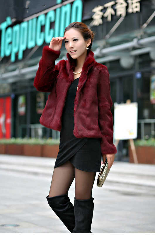Genuine Real Rabbit Fur Coat Women Full Pelt Vintage Jacket Winter Party Waistcoat Customized Big Size Stand Collar WFP267 210927