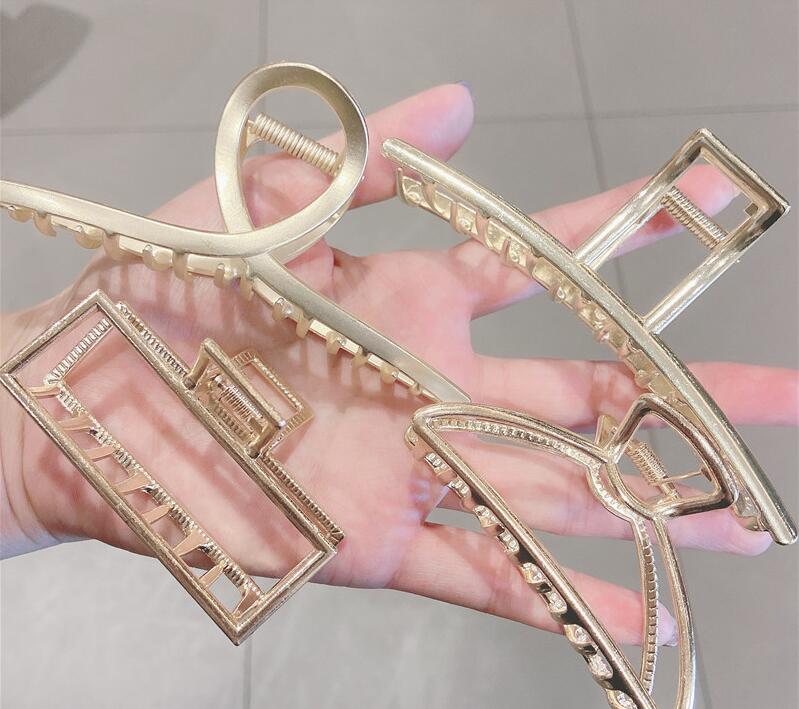 2021 Fashion Women Girls Big Hair Claw Hairpin Simple Geometric Metal Crab Clamp Hairgrip Clip Headwear Jewelry 5PCS