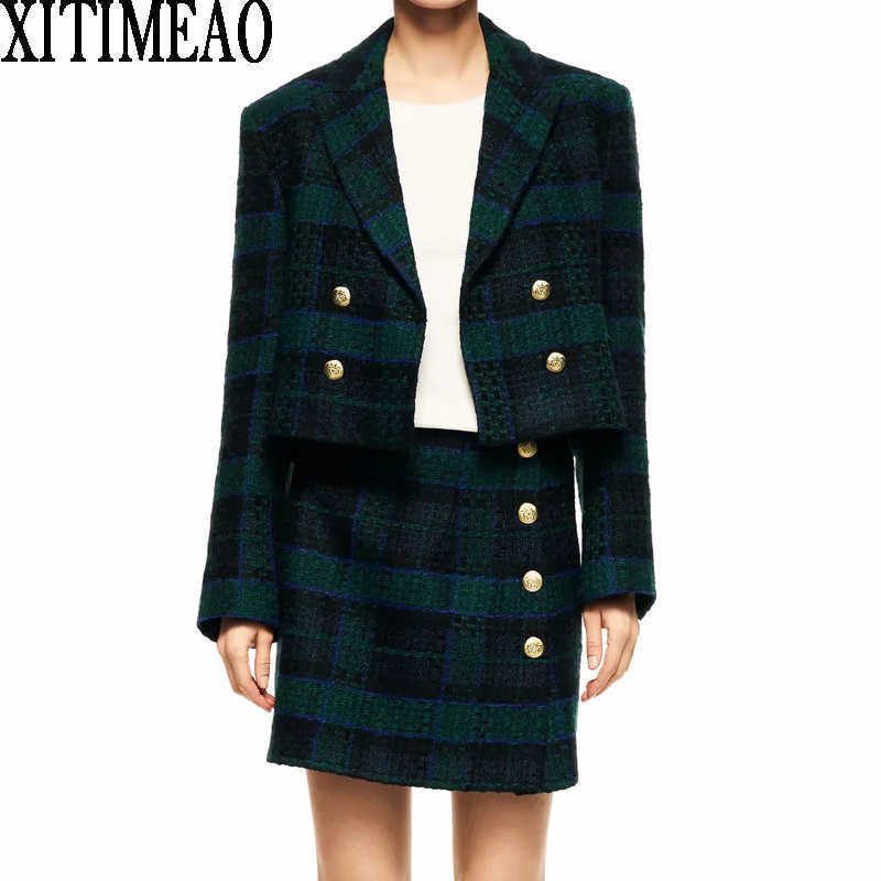 ZA Long Sleeve Leisure Styles Women Casual High Waist Short Plaid Suit With Skirt And Jackets Coat Ladies Blazers Set 210602
ZA Long Sleeve Leisure Styles Women Casual High Waist Short Plaid Suit With Skirt And Jackets Coat Ladies Blazers Set 210602