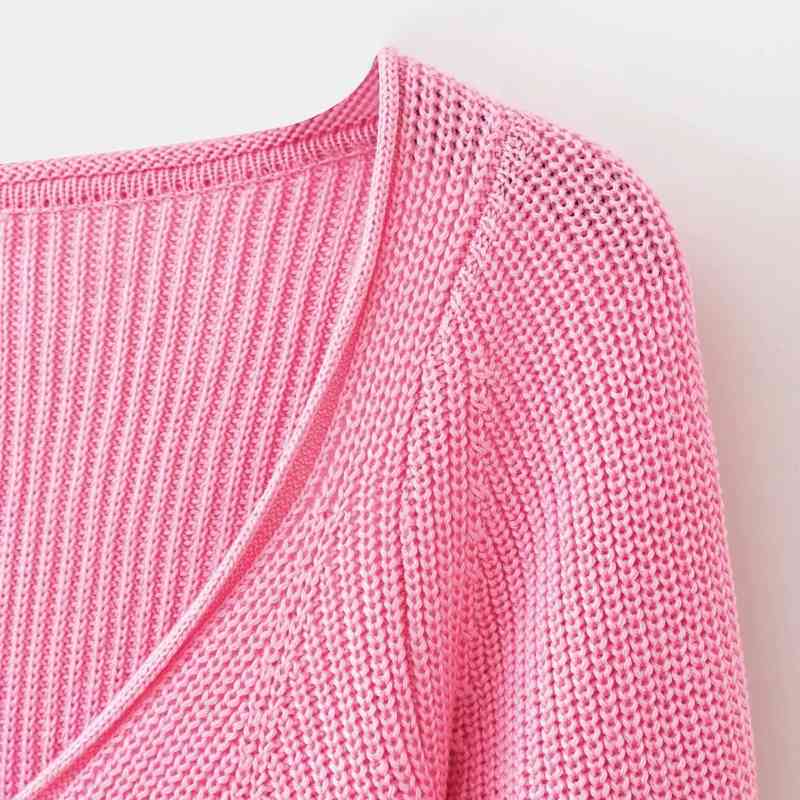 women sweet pink knitted sweaters fashion ladies elegant short sweater vintage female cute knitwear girls chic tops 210430
