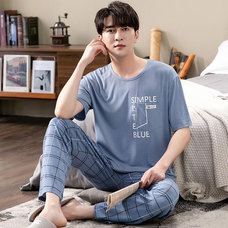 Men's Sleepwear Summer Men Pajamas Set Modal Print Night Suit Casual Long Sleeve Stripe Pants Pyjamas Plus Size Homewear 4XL, Tm2141e
Men's Sleepwear Summer Men Pajamas Set Modal Print Night Suit Casual Long Sleeve Stripe Pants Pyjamas Plus Size Homewear 4XL, Tm2141e