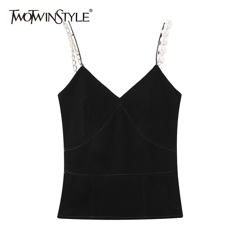 Sexy Patchwork Chain Pearl Vest For Women V Neck Sleeveless Slim Vests Female Summer Fashion Clothing 210524, Black
Sexy Patchwork Chain Pearl Vest For Women V Neck Sleeveless Slim Vests Female Summer Fashion Clothing 210524, Black