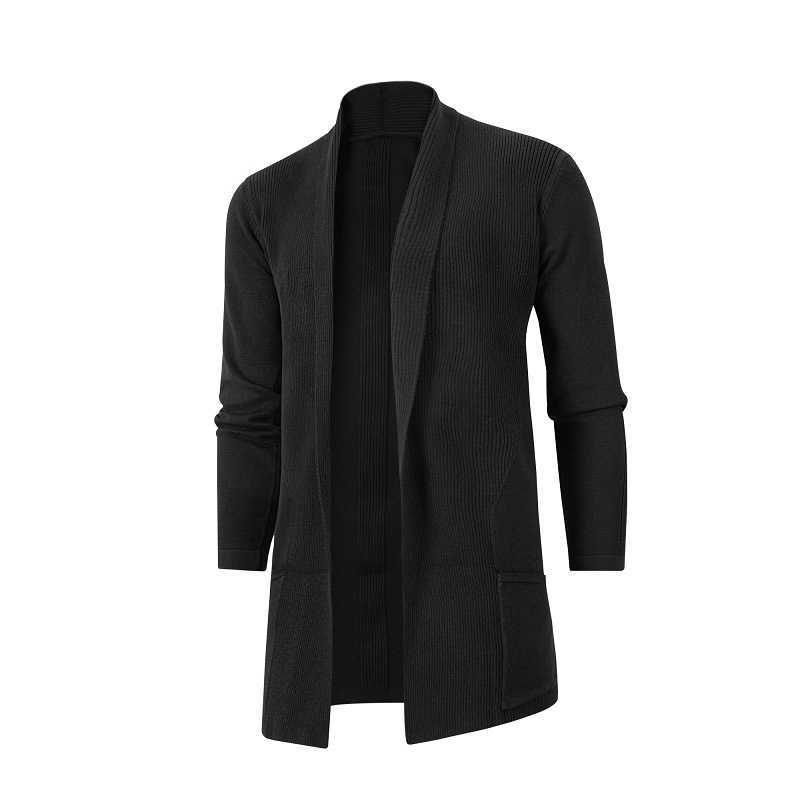 2021 Spring and Autumn Men's Mid-length Korean Slim Trench Coat Men's Knitwear Large Size All-match Casual Cardigan Jacket Y0907