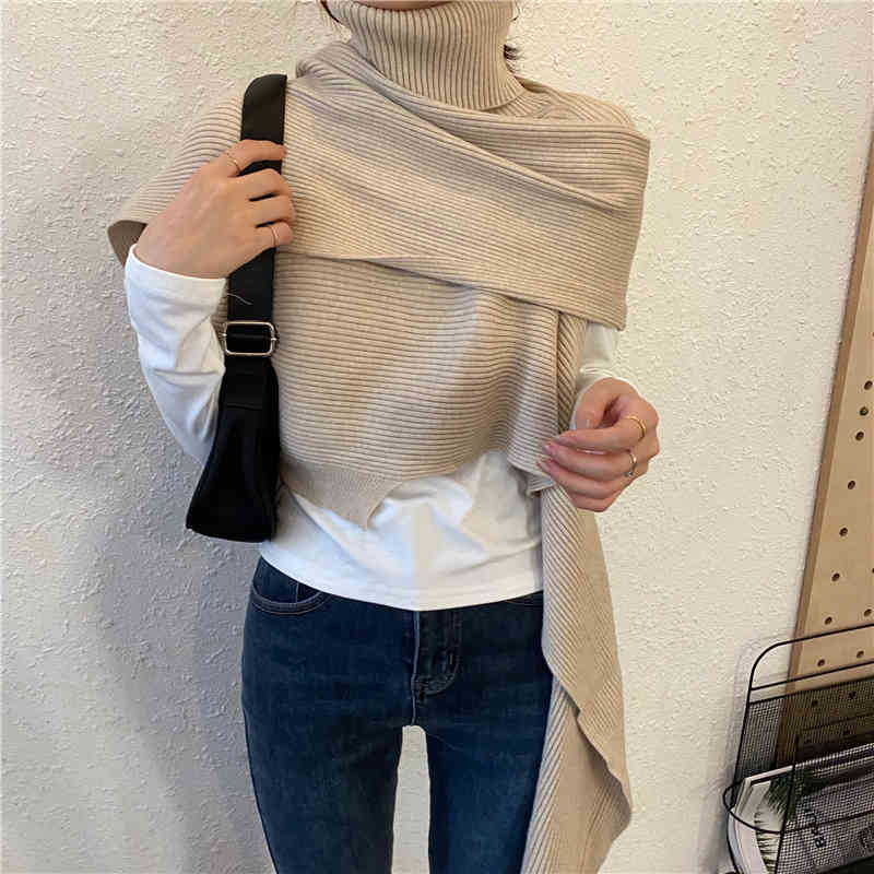 Autumn Winter OL Turtleneck Sleeveless Pullover Sweater Women Short Tops Elegant Knitted Vest Sweaters Waistcoat 210421