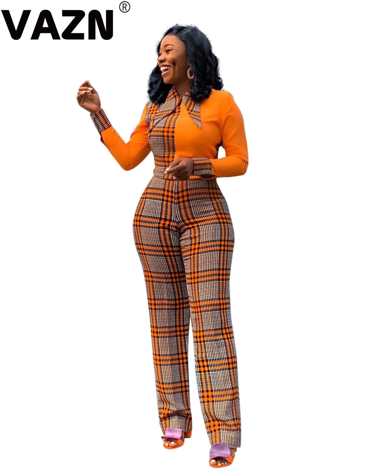 VAZN 2021 Spring High-end Plus Size Vintage Palid Patchwork Young Office Regualr Full Sleeve High Waist Women Wide Leg Jumpsuits, Blue 
VAZN 2021 Spring High-end Plus Size Vintage Palid Patchwork Young Office Regualr Full Sleeve High Waist Women Wide Leg Jumpsuits, Blue