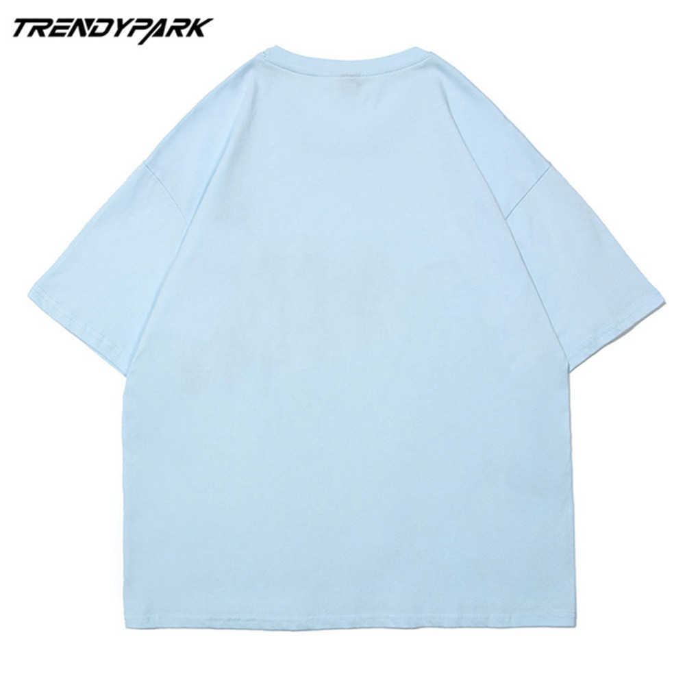 Men's Tshirt Summer Short Sleeve Cute Flying Heart Printed Hip Hop Oversized Cotton Casual Harajuku Streetwear Top Tshirts 210601