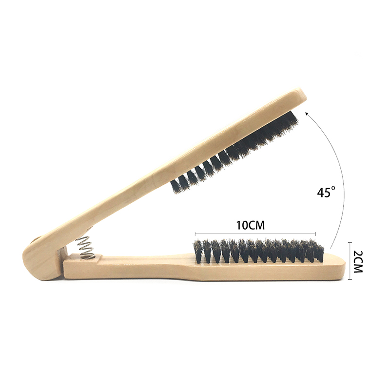 V Folded Hair Straightener Boar Bristles Clamp No Electric Detangler Hair Brush Hairs Styling Tool Double Side Wood Environmental