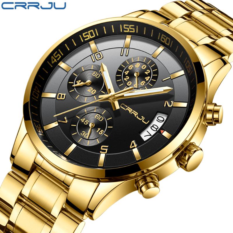 Watch Men Top CRRJU Gold Sport Waterproof Quartz Watches Mens Chronograph Date Male Clock Relogios Masculino Wristwatches, Slivery;brown
Watch Men Top CRRJU Gold Sport Waterproof Quartz Watches Mens Chronograph Date Male Clock Relogios Masculino Wristwatches, Slivery;brown