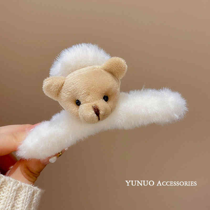 Hair Accessories Jewelry Autumn and Winter Plush Bear pin Back of Head Female Net Red Cute Catch Clip Shark Large Curling Headdress