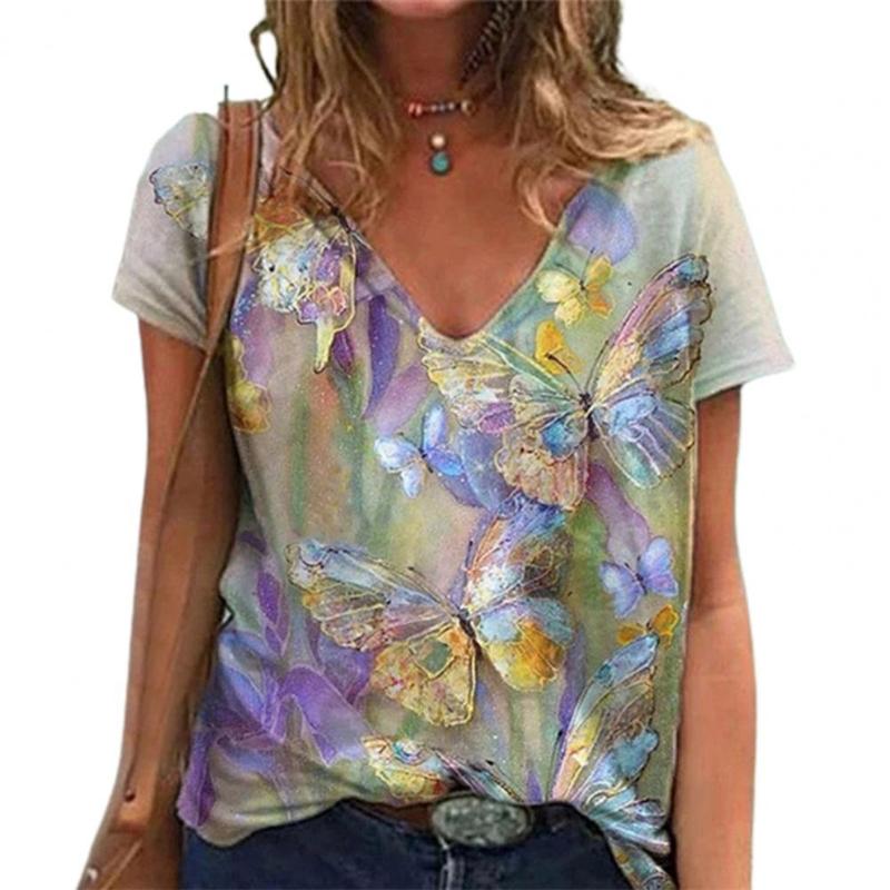 T-Shirt Plus Size Women Short Sleeve Printed V-Neck Tops Butterfly Print Tee Casual Loose Women's Clothing, Blue
T-Shirt Plus Size Women Short Sleeve Printed V-Neck Tops Butterfly Print Tee Casual Loose Women's Clothing, Blue
