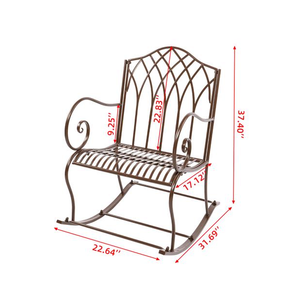Garden Sets Flat Iron Single Rocking Chair Dark Brown