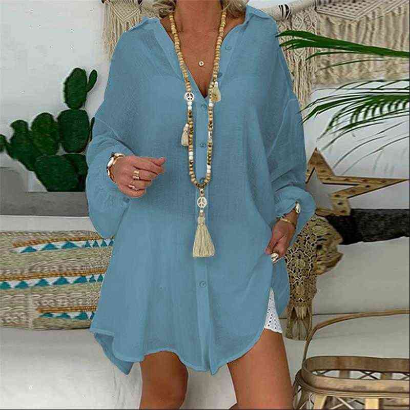 women shirts cotton linen plus size womens and blouses loose long sleeve turn down tunic beach spring casual blusas, White
women shirts cotton linen plus size womens and blouses loose long sleeve turn down tunic beach spring casual blusas, White