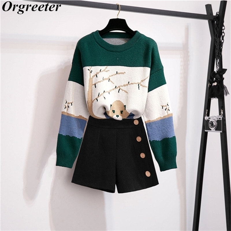 Fashion Women Knitted Suits O-neck Loose Sweater Black Single-breasted Shorts Sets For Fall Winter Casual 210602, Only shorts
Fashion Women Knitted Suits O-neck Loose Sweater Black Single-breasted Shorts Sets For Fall Winter Casual 210602, Only shorts