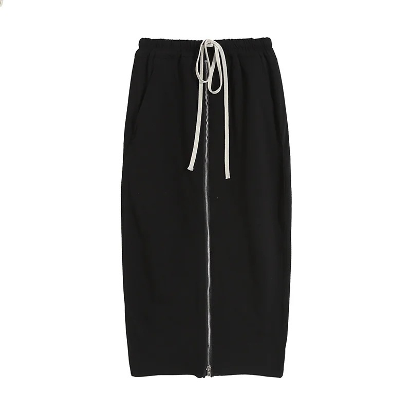 Nomikuma Spring New Women Skirt Korean Zipper Split Sexy Bottom Causal Lace Up Stretch High Waist Skirts Mujer Faldas 6E111 210427