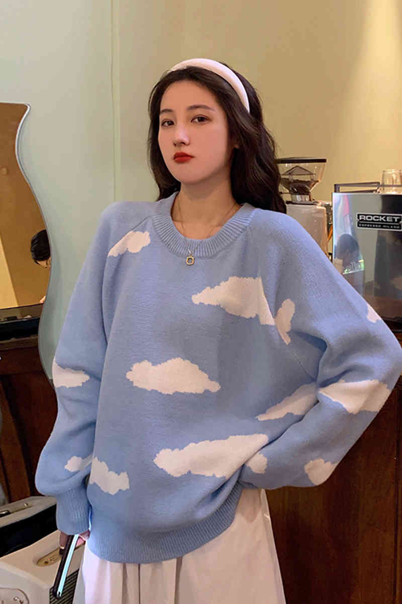 Women Sweater and Pull Jumpers Kawaii Casual Pullovers Chic Streetwear Knit Winter Sweater Tops Harajuku Sweaters 210417