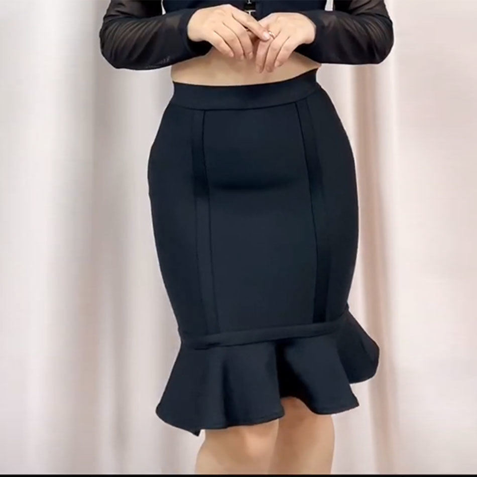 Free Autumn Women's Mermaid Skirt Elegant Yellow High Waist Tight Bandage Club Party 210524