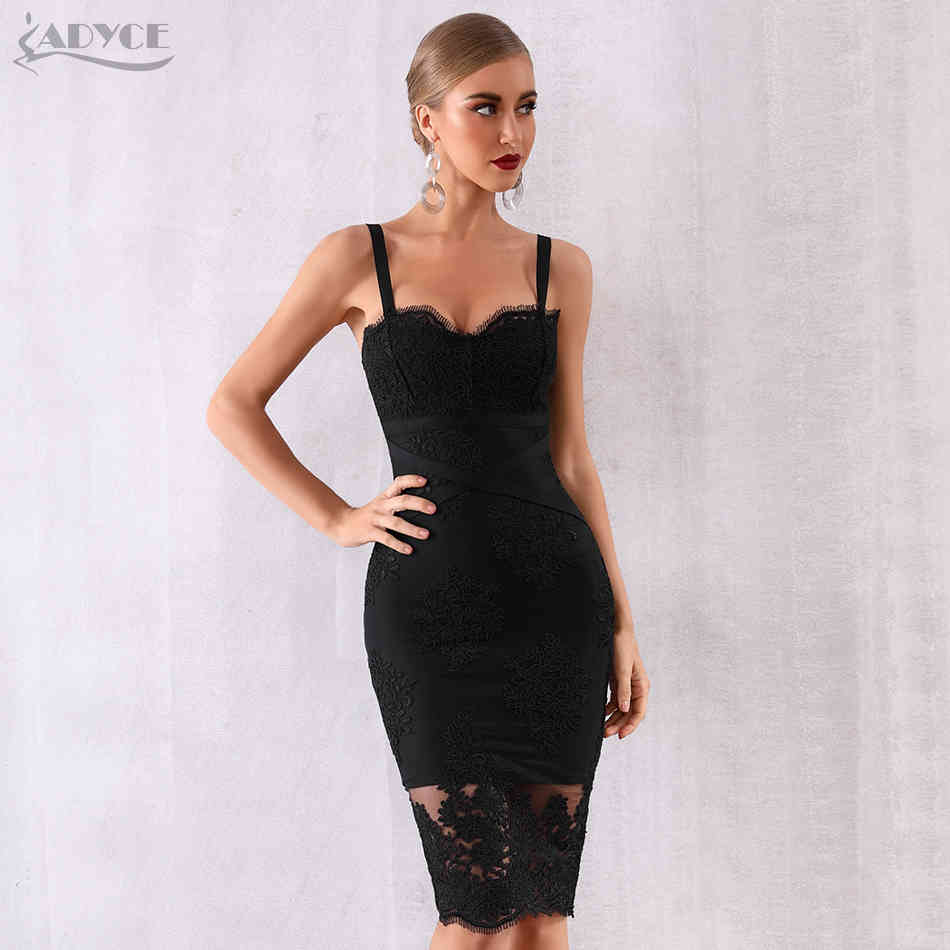 Summer Women Bandage Dress Vestido Sexy Sleeveless Spaghetti Strap Lace V Neck Club Celebrity Evening Party 210423