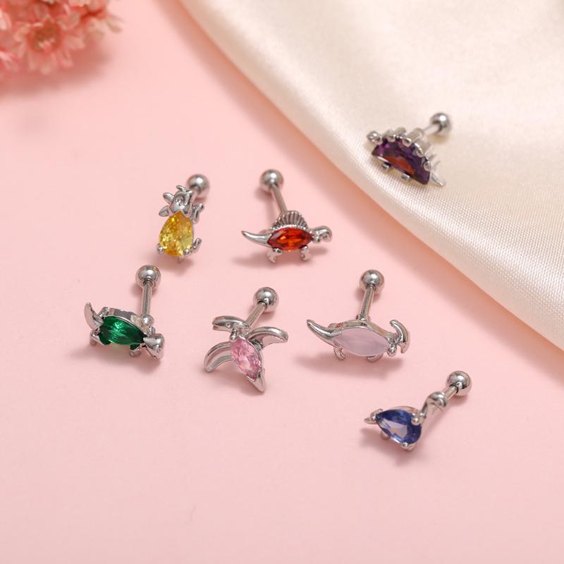 Stud 1Pcs Summer Cute Small Dinosaur Series Animal Earrings Creative Personality Collection Color Zircon Women Piercing Jewelry, Golden;silver
Stud 1Pcs Summer Cute Small Dinosaur Series Animal Earrings Creative Personality Collection Color Zircon Women Piercing Jewelry, Golden;silver