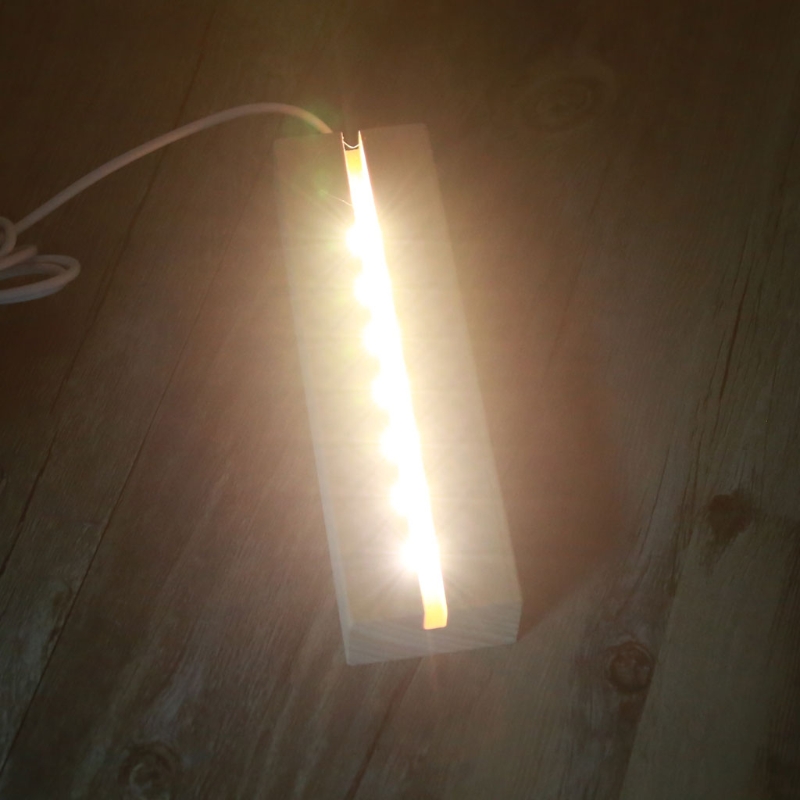 5mm Rectangle LED Lights Display Base Wooden Light Bases Stand Lasers Crystal Glass Night Lighting holder Resin Art Ornament