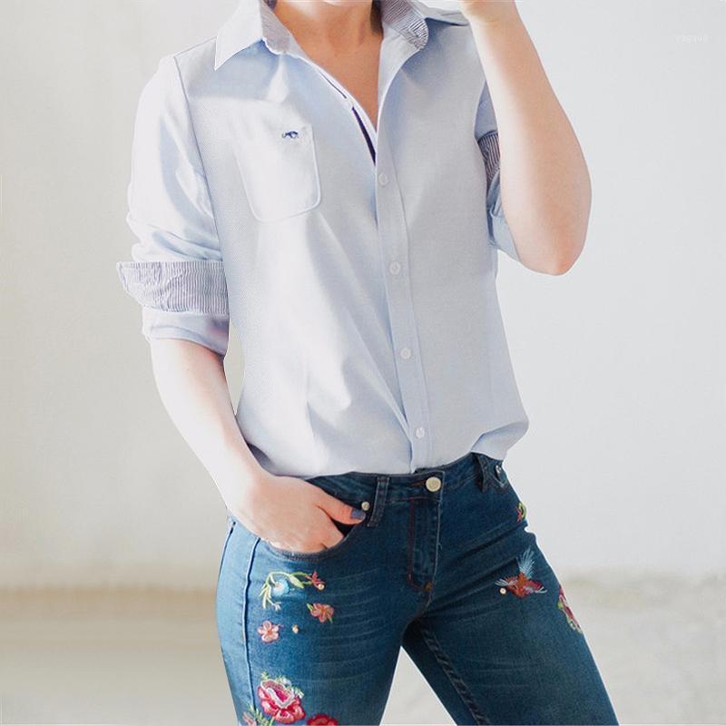 Summer Women Embroidery Long Sleeve Loose Blouse Turn-down Collar Blouses Ladies Casual Tops Blue White
Summer Women Embroidery Long Sleeve Loose Blouse Turn-down Collar Blouses Ladies Casual Tops Blue White