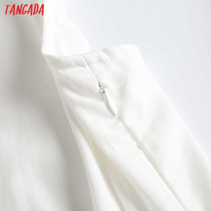 Tangada Women White Backless Midi Dress Sleeveless Fashion Lady Elegant Dresses 6D52 210630