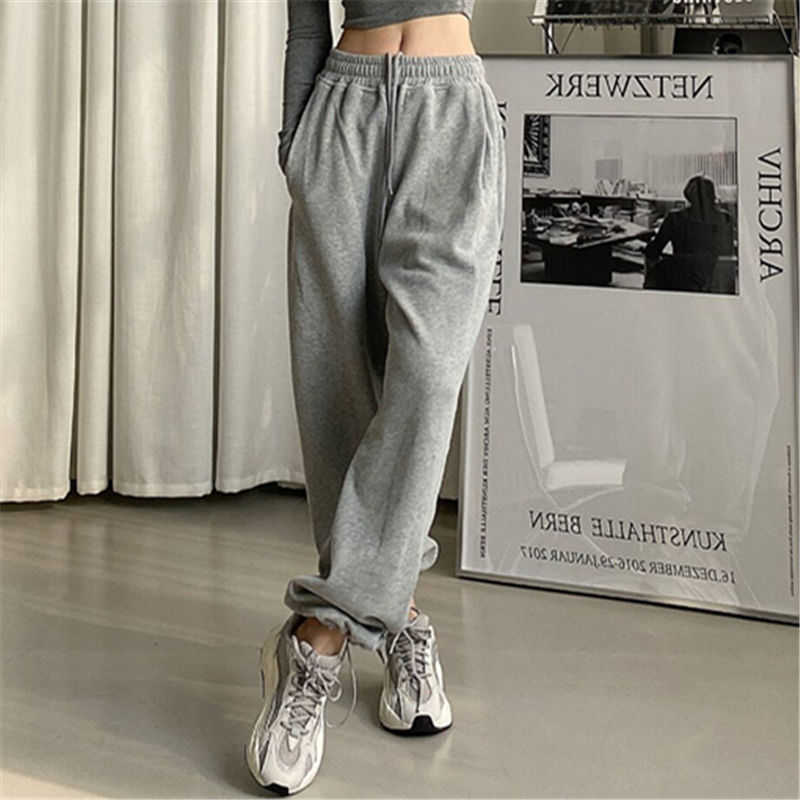 Black Jogging Sweatpants Women for pants Baggy Sports Pants Gray Jogger High Waist Sweat Casual Trousers For Female 211006 Z260314