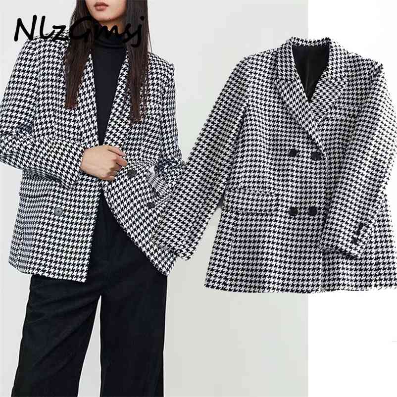 Jacket Women Winter Spring Pocket Checkered Puff Sleeve Houndstooth Lace Up Wild Tops 210628, As picture
Jacket Women Winter Spring Pocket Checkered Puff Sleeve Houndstooth Lace Up Wild Tops 210628, As picture