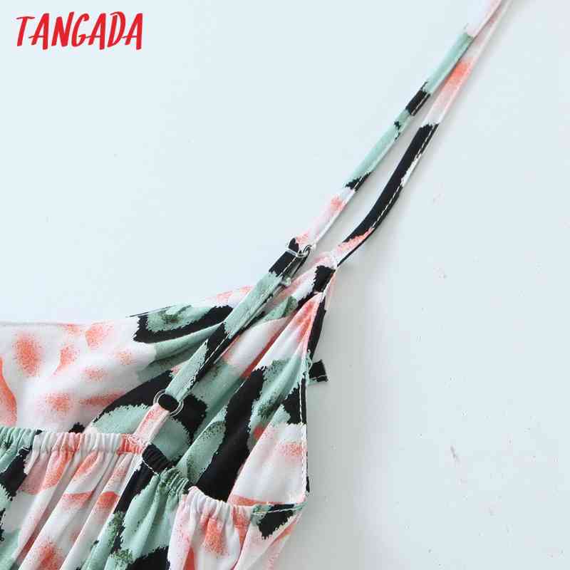 Summer Women Flowers Print Slim Sleeveless Strap Adjust Ladies Mini Dress QW97 210416