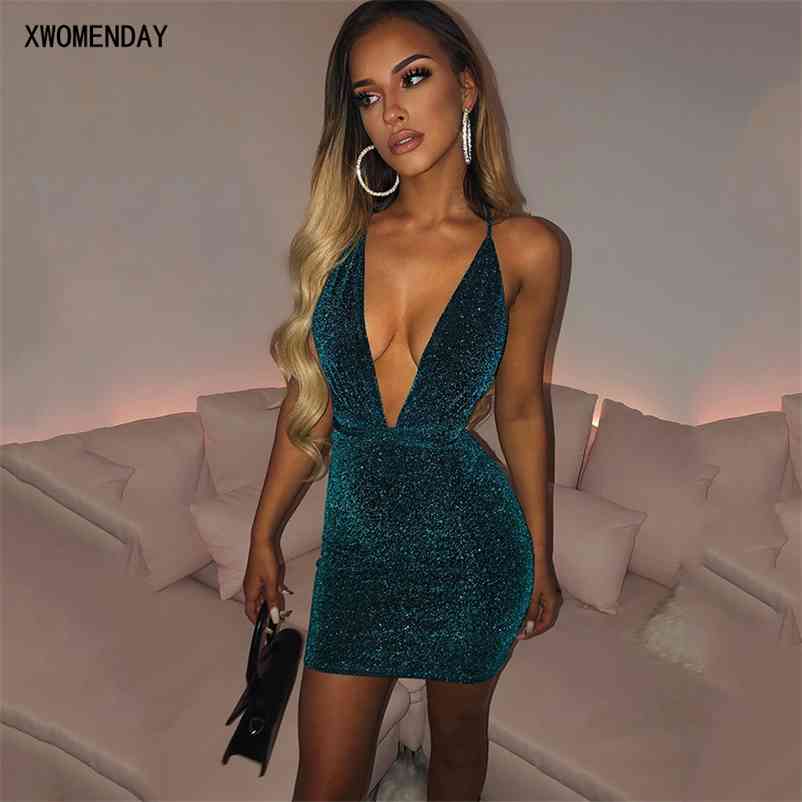 Sexy Dress Backless Black Sleeveless Sequin Glitter Mini Short Dresses For Women Party Night Club Robe Fashion Clothes 210409
