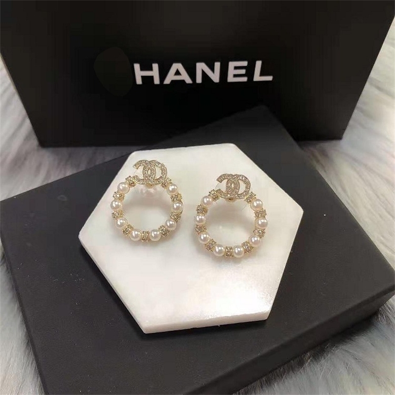 70% Off Outlet Online years old small fragrance double diamond pearl circle earrings female personality Earrings S925 silver needle от DHgate WW