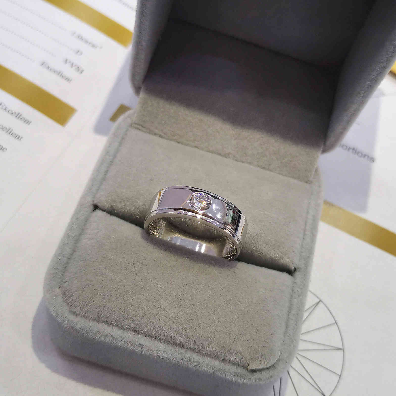 Sterling Silver 925 Simple Men's Ring Korean Version Daily Versatile Simulation Diamond Mo Sangshi Engagement Naked