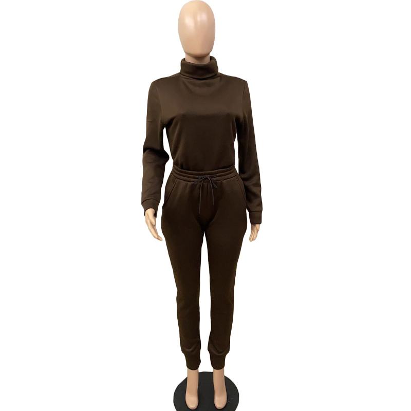 Plus Size Clothing 5XL Two Piece Outfits Women Sweat Suits Turtleneck Top Sweatpants Suit Joggers Sets Autumn Lounge Wear Women's Tracksuits