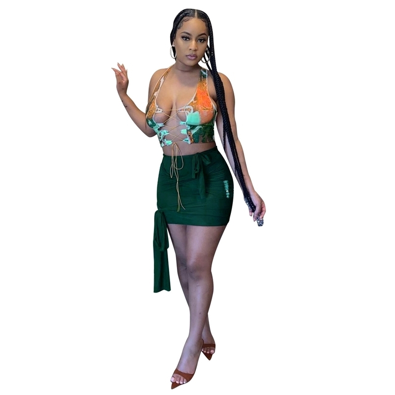 Arrival Summer Holiday Party Sexy Women Skirts Sets Clothes Hollow Out Bandage Crop Top Bodycon Pencil Dress Wholesale 210525, Green
Arrival Summer Holiday Party Sexy Women Skirts Sets Clothes Hollow Out Bandage Crop Top Bodycon Pencil Dress Wholesale 210525, Green