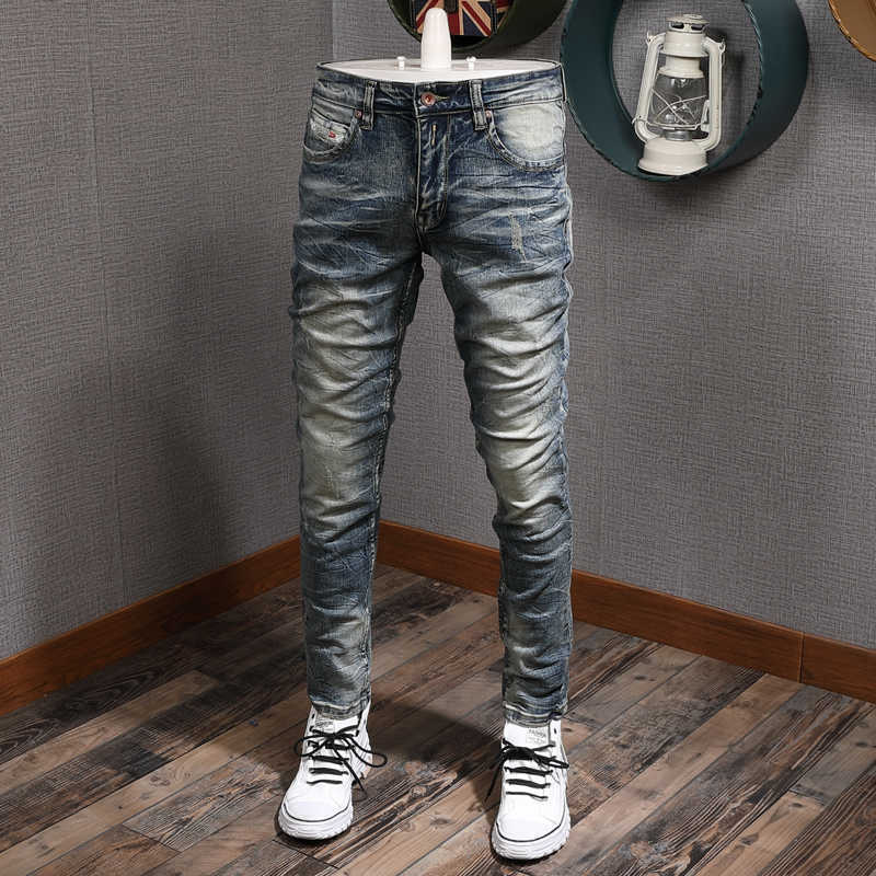 Italian Style Fashion Men Jeans High Quality Elastic Slim Fit Ripped Denim Pants Homme Retro Wash Vintage Designer Long Trousers, Retro blue
Italian Style Fashion Men Jeans High Quality Elastic Slim Fit Ripped Denim Pants Homme Retro Wash Vintage Designer Long Trousers, Retro blue