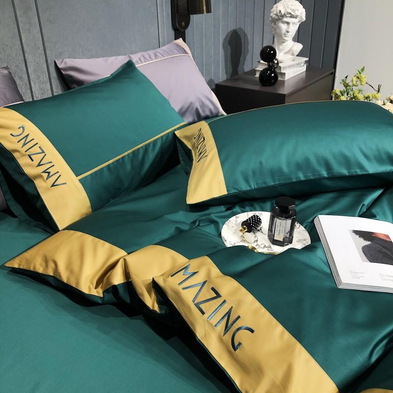 Luxury Egyptian Cotton Classical Bedding Set Queen King Size Chic Embroidery Bed Sheet Pillowcase Quilt Cover Sets