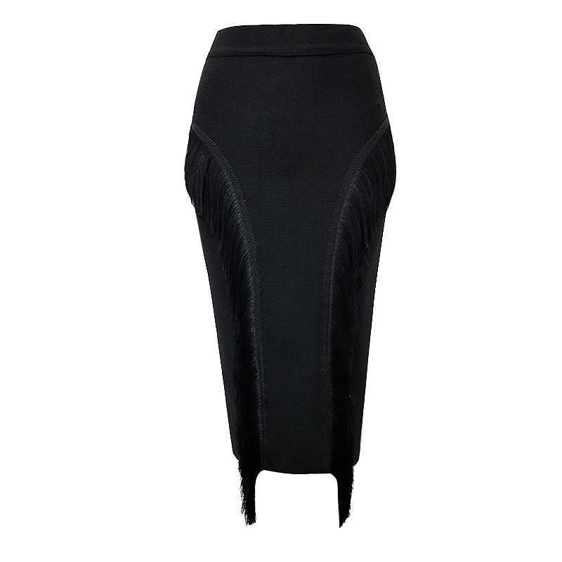 High Quality Women'S Waist Bodycon Skirt Office Ladies Tassel Elegant Fashion Pencil Bandage 210525