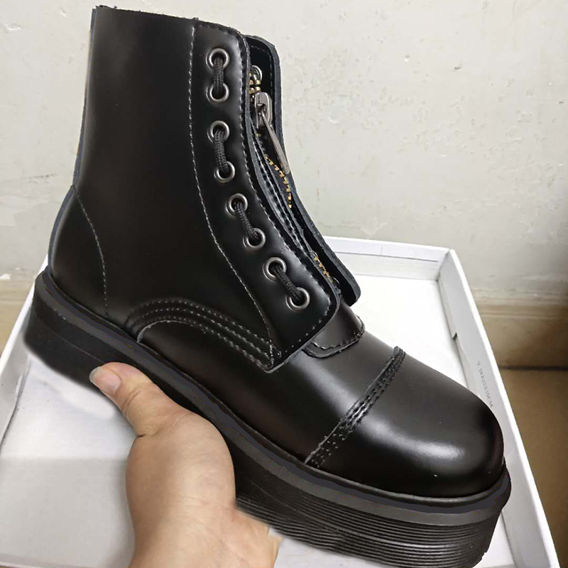 Designer front zipper platform boots 8 holes 5cm women winter shoes black ankle bottes size 35-41 with box
Designer front zipper platform boots 8 holes 5cm women winter shoes black ankle bottes size 35-41 with box