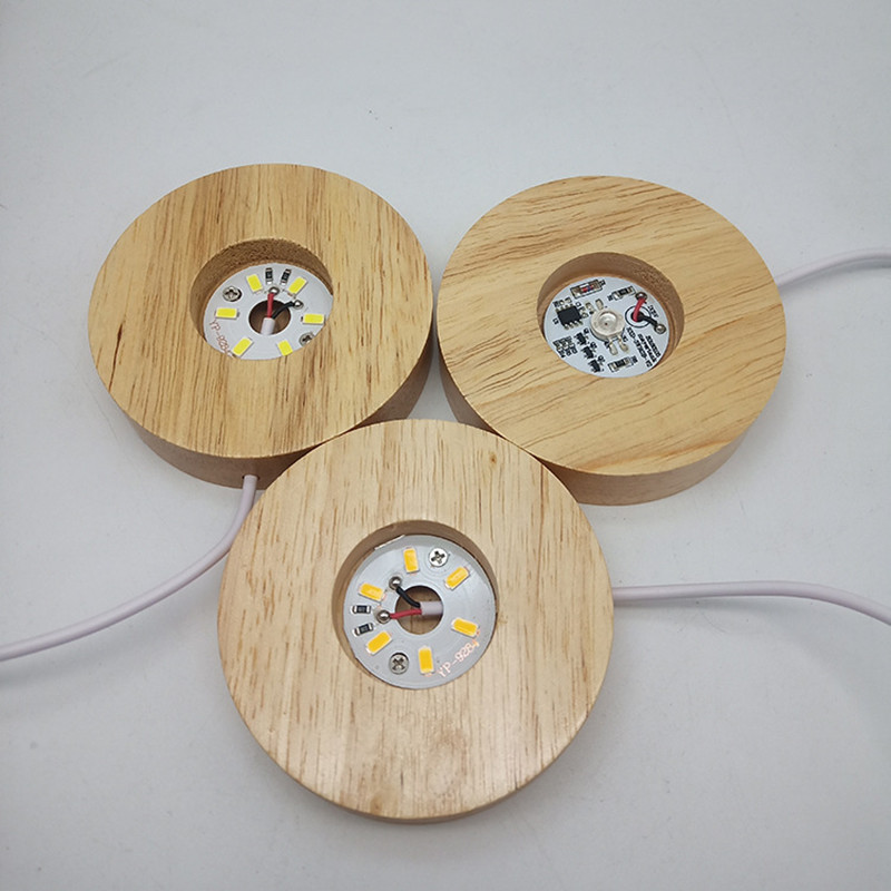 Wooden 3D Night Light Round Base Holder LED Display Stand for Crystals Glass Ball Illumination Lighting Accessories