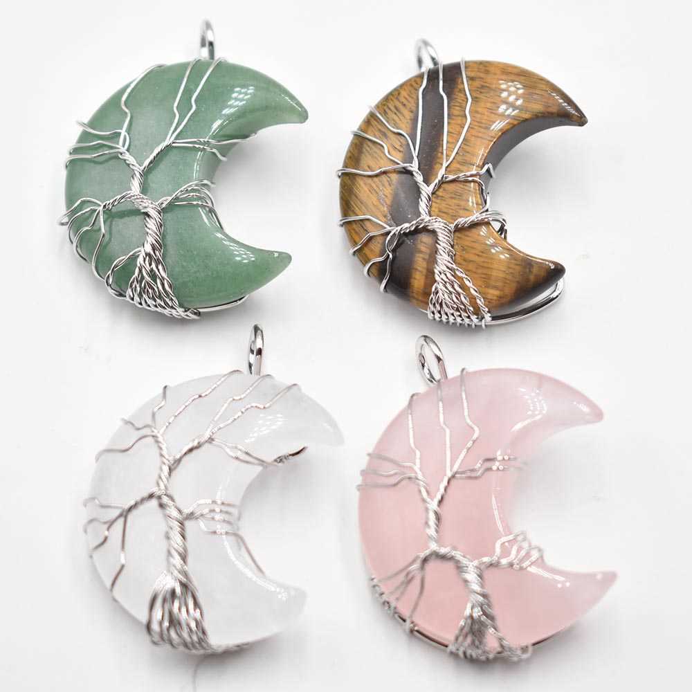Natural Crystal Pendant Tree Of Life Moon Shape Reiki Polished Mineral Jewelry Healing Stone For Men Women Jewelry Gift 4pcs/lot G0927
Natural Crystal Pendant Tree Of Life Moon Shape Reiki Polished Mineral Jewelry Healing Stone For Men Women Jewelry Gift 4pcs/lot G0927