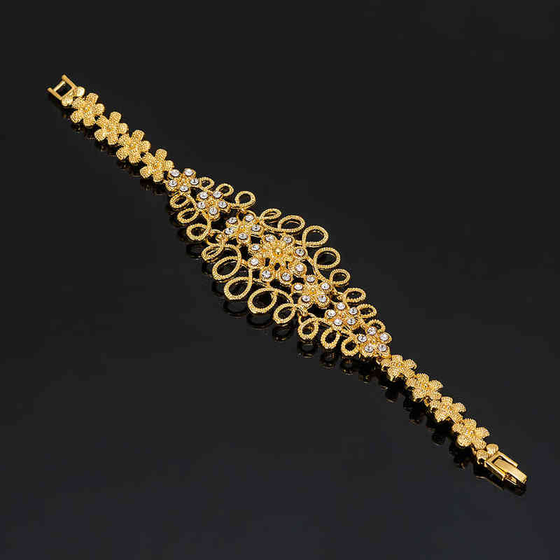 Dubai women gold color jewelry sets African wedding bridal ornament gifts for Saudi Arab Necklace Bracelet earrings ring set 220105
