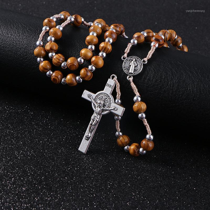 Chains Retro Wooden Rosary Jesus Christ Cross Pendant Necklaces Alloy Bead Long Chain Mens Women Virgin Mary Necklace Gift
Chains Retro Wooden Rosary Jesus Christ Cross Pendant Necklaces Alloy Bead Long Chain Mens Women Virgin Mary Necklace Gift